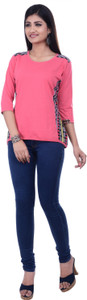 Rene Casual 3/4th Sleeve Printed Women's Pink Top