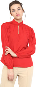Miss Chase Casual Full Sleeve Solid Women's Red Top