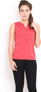 Trend Arrest Casual Sleeveless Solid Women's Pink Top