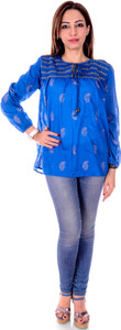 Goodwill Impex Casual 3/4th Sleeve Printed Women's Blue Top
