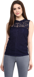 Mayra Party Sleeveless Lace Women's Blue Top