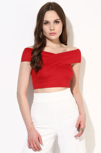 Veni Vidi Vici Casual Cap Sleeve Solid Women's Red Top