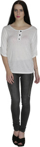 Svt Ada Collections Casual 3/4th Sleeve Solid Women's White Top