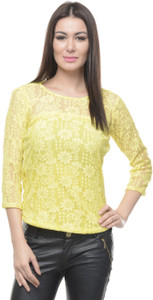 Mayra Casual 3/4th Sleeve Solid Women's Yellow Top