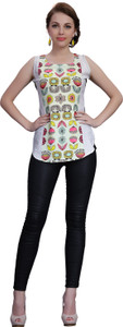 Ziyaa Casual Sleeveless Printed Women's Multicolor Top