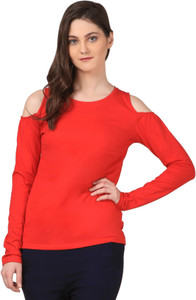 Fashion Expo Casual Full Sleeve Solid Women's Red Top