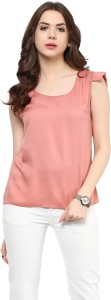 Martini Casual Cap Sleeve Solid Women's Pink Top