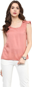 Martini Casual Cap Sleeve Solid Women's Pink Top