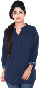 Old Khaki Casual 3/4th Sleeve Solid Women's Blue Top
