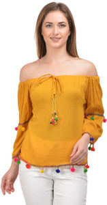 Raabta Fashion Casual Full Sleeve Solid Women's Yellow Top