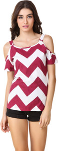 Texco Party Short Sleeve Chevron Women's Maroon, White Top