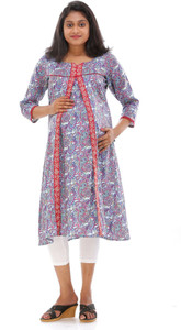 Ziva Maternity Wear Casual 3 4th Sleeve Printed Women S Multicolor