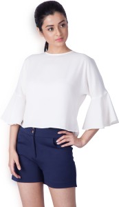 Zink London Casual 3/4th Sleeve Solid Women's White Top