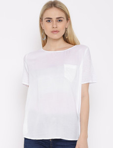 Vaak Casual Full Sleeve Solid Women's White Top
