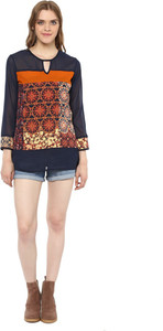 Martini Casual Full Sleeve Graphic Print Women's Blue Top