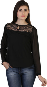 Belle Fille Casual Full Sleeve Solid Women's Black Top