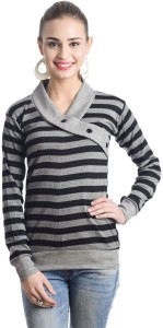 TeeMoods Casual Full Sleeve Striped Women's Black, Grey Top