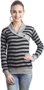 TeeMoods Casual Full Sleeve Striped Women's Black, Grey Top