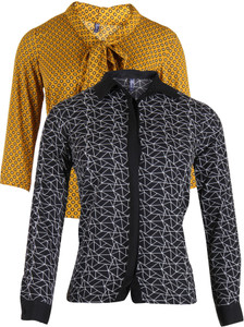 Vvoguish Casual 3/4th Sleeve Geometric Print Women's Black, Orange Top