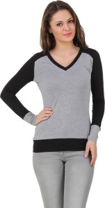 Texco Casual Full Sleeve Solid Women's Grey, Black Top