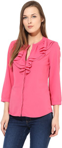 Harpa Formal 3/4th Sleeve Solid Women's Pink Top