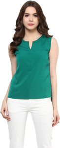 Martini Casual Sleeveless Solid Women's Green Top