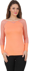 Texco Party Full Sleeve Solid Women's Orange Top
