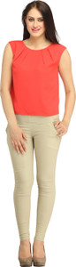 Urbanroots Casual Sleeveless Solid Women's Red Top