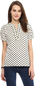 Harpa Casual Short Sleeve Printed Women's White Top