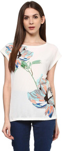 Harpa Casual Sleeveless Floral Print Women's White Top