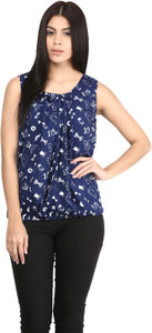 Mayra Casual Sleeveless Printed Women's Dark Blue Top