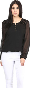 Mayra Casual Full Sleeve Solid Women's Black Top