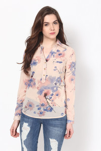 Harpa Casual Full Sleeve Printed Women's Pink Top