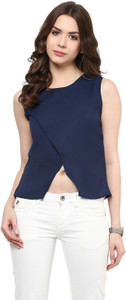 Martini Casual Sleeveless Solid Women's Blue Top