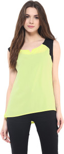 Zimaleto Casual Sleeveless Solid Women's Green Top