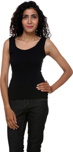 TeeMoods Casual Sleeveless Solid Women's Black Top