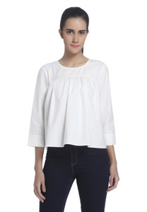 Vero Moda Casual 3/4th Sleeve Solid Women's White Top