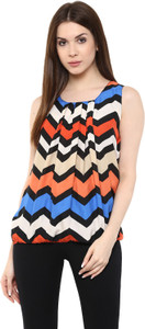 Mayra Casual Sleeveless Geometric Print Women's Blue Top