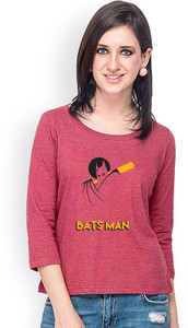 Campus Sutra Casual 3/4th Sleeve Printed Women's Maroon Top