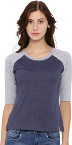 Campus Sutra Casual 3/4th Sleeve Solid Women's Blue Top