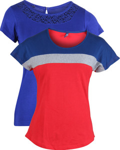 Vvoguish Casual 3/4th Sleeve Solid Women's Multicolor Top