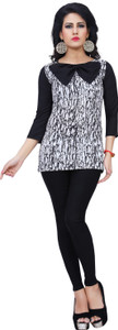 Ziyaa Casual 3/4th Sleeve Printed Women's Black Top