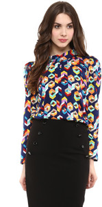 La Zoire Casual Full Sleeve Geometric Print Women's Dark Blue, Multicolor Top