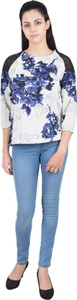 G & M Collections Party 3/4th Sleeve Floral Print Women's Multicolor Top