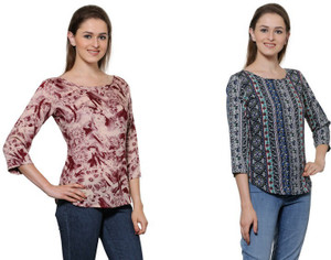 Stop Look Casual 3/4th Sleeve Printed Women Multicolor Top