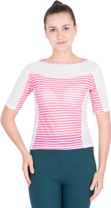 khhalisi Casual Short Sleeve Printed Women's Pink, White Top