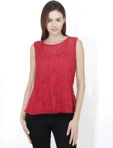 Mayra Casual Sleeveless Solid Women's Red Top
