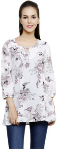 Anekaant Casual 3/4th Sleeve Printed Women Multicolor Top