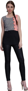 Ziyaa Casual Sleeveless Printed Women's Black Top