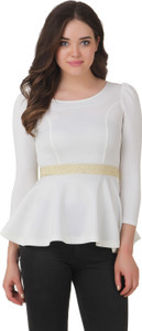 Texco Casual Full Sleeve Solid Women's White Top